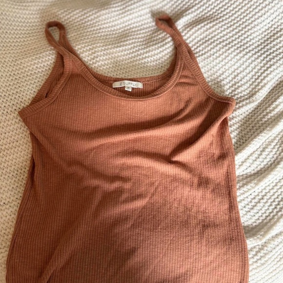Z Supply Orange Ribbed Fitted Tank Top - Picture 1 of 3